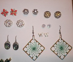 Assembled Vintage Jewelry Canvas Lot Display including signed Berebi Brooch