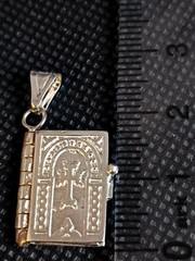925 Sterling Silver Armenian Bible Book Pendant