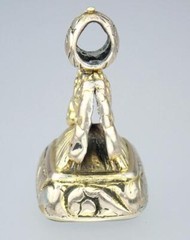 Superb Antique Georgian Gold Fill Chalcedony Griffin Sword Intaglio Seal Pendant