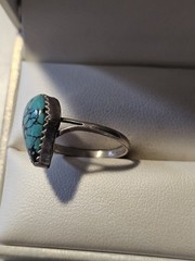 VINTAGE TEARDROP TURQUOISE IN STERLING SILVER RING Size 5