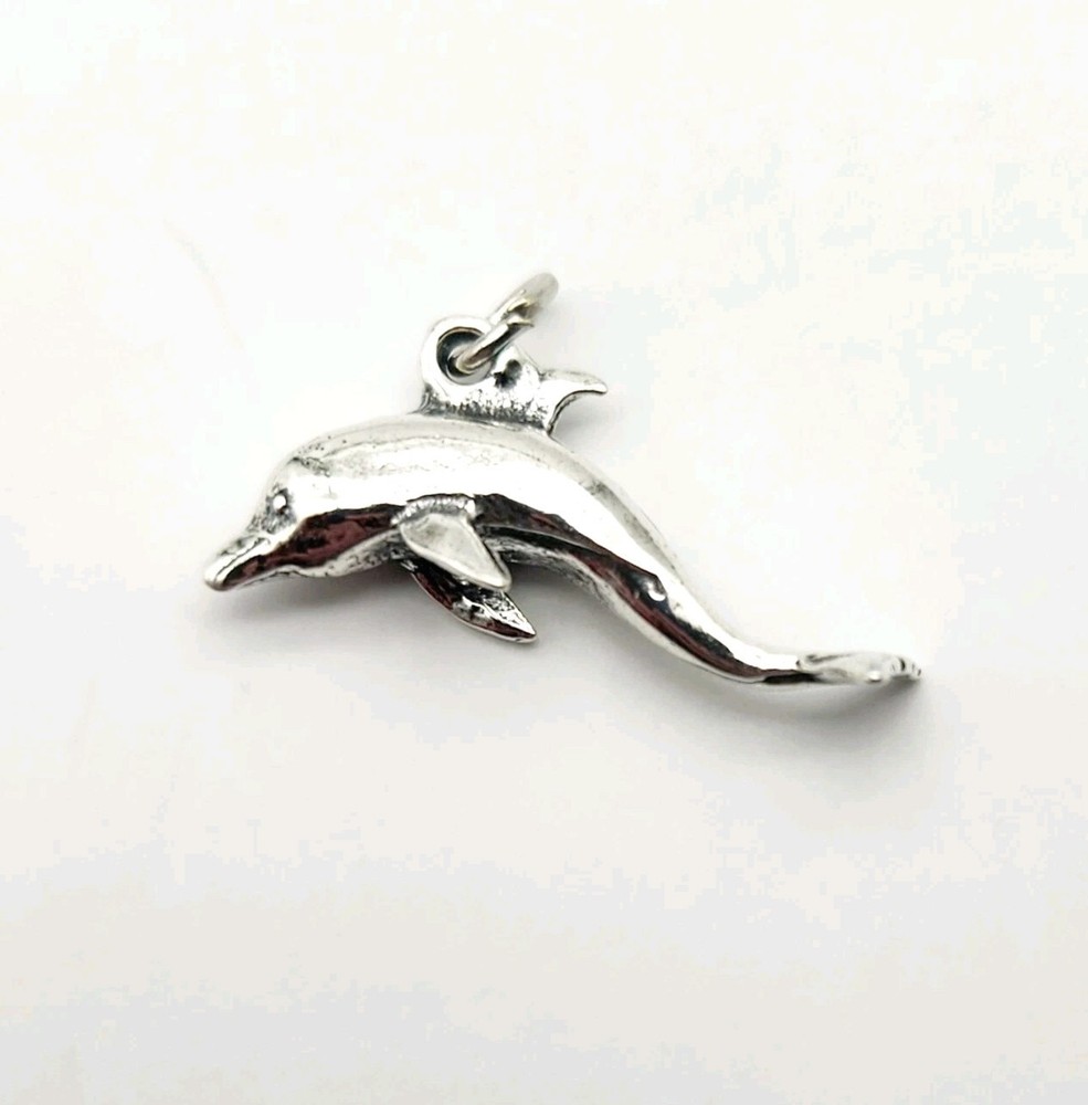 Vintage Jumping Dolphin KBN Kabana Sterling Silver Ocean Charm Pendant – 2.0g