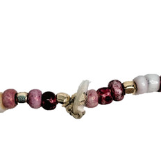 Necklace Gold Red White Pink Beads Vintage Estate 36″-Versitile- Ships From USA