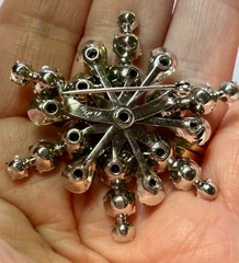 VINTAGE CORO PINK AND GREEN RHINESTONE BROOCH SILVER TONE SNOWFLAKE SHAPE SIGNED