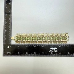 Vintage Lisner Gold Tone Green AB Rhinestone Bracelet 7.5″