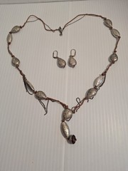 Vtg Xc by Liz Claiborne Y Necklace Earrings Set Silvertone (No Tassel) Pewter?