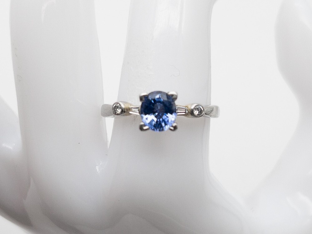 Estate $4000 1.50ct Natural Ceylon Blue Sapphire VS G Diamond Platinum Ring