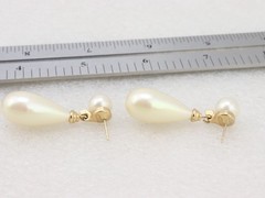 1.8″ Long Vintage Christian Dior Faux Pearl Dangle Drop Earrings Rhinestone Stud