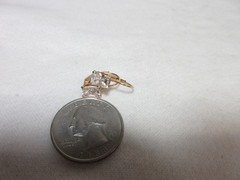 14K SOLID YELLOW GOLD CZ STONE EARRINGS LEVERBACK DANGLE #12