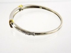 Abraham David Lowenstark Sterling Silver Diamond Hinged Bracelet ADL 925 7 Inch