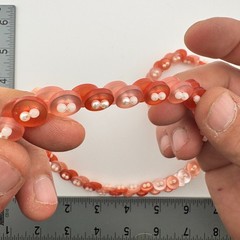 Vintage Pink Peach Button Disc Faux Pearl Bead Long Necklace 32 Inch Costume Vtg