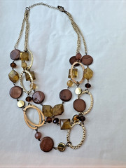 Boho Brown Gold Earthtones y2k 1990 2000s Modernist Metal Jewelry VTG necklace