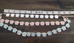 5pc Necklace Lot Enamel Acrylic Metal Rice Pearls Multi Strand Pastel Art Beads