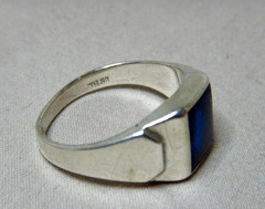 VINTAGE STERLING SILVER BLUE STONE STATEMENT RING 4158