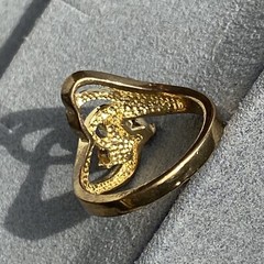 Vintage Ring Size 6.5 Red Crystal Rhinestones Estate Jewelry Pre-Owned Scrolls