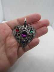 Jackie Collins Jewel Tone Stones Pendant Necklace