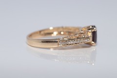 Vintage Circa 1990s 14k Gold Natural Diamond And Oval Cut Tourmaline Ring