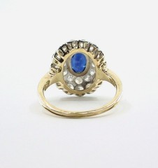 SALE–Antique Sapphire Diamond Halo Ring–Princess Diana