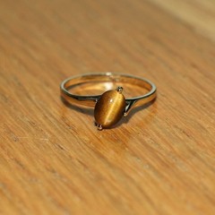 Gorgeous 14K HGE Gold Plated Tigers Eye Cabochon Boho Dainty Ring ~ Size 8.75 🔥