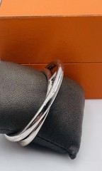 Hermes Paris Vintage French Sterling Silver H Cuff Bracelet