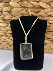 Vtg Faux Aqua Marine Glass Extra Large Pendant