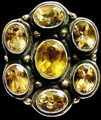 Giant Vintage Hand Crafted Sterling Silver CITRINE Ring Size: 6.5 925/1000