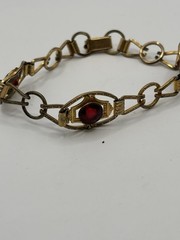 1930 Providence Stock Co. 12K Gold Filled 3 Garnet Stones. 7 Inches