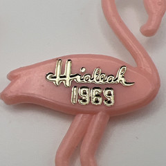 2 Vintage Hialeah Pink Flamingo Brooch Pin 1968 1969 Park Race Track Souvenir