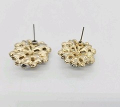 Crystal Flower Pierced Earring Silver Tone White Couture .75 im