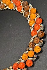 Lisner Thermoset Autumn Orange Amber Brown Pumpkins Necklace Rhinestones 50s
