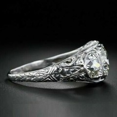 Art Deco 2.30Ct Round White CZ Vintage Three Stone Engagement Ring Silver