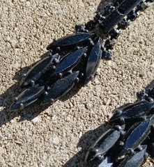 Antique Victorian Black Glass Mourning Jewelry Earrings Dangle Clip On 1920s