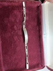 Vintage 925 Sterling Silver ID Bracelet Curb Chain 5.75” Chunky Link