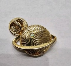 10kt Gold Plated Planet Pin Space Journey Travel Universe Adventure Htf Vtg Old
