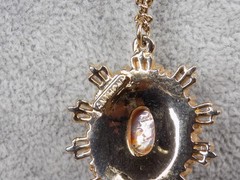 Vintage Anthony Dragon’s Breath Faux Opal Pendant Necklace Gold-tone Crystal 16″
