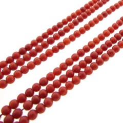 BEAUTIFUL ANTIQUE RED CORAL BEADS NECKLACE WITH 14K GOLD CLASP | 39 CM