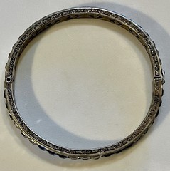 1930s Art Deco Channel Set Foiled Glass Sterling Silver Bracelet **FOR REPAIR**