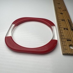 Vintage 70s 80s Round Square Lucite Resin Acrylic Bangle Bracelet Clear Red Mcm