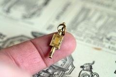 TINY ANTIQUE GEORGIAN ENGLISH 15K GOLD BOOK WATCH KEY CHARM PENDANT c1810