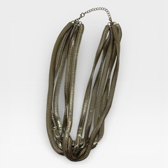 Gold Tone Multi Strand Snake Chain Necklace Statement Jewelry