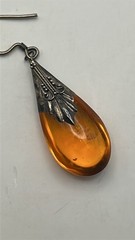 Vtg Baltic Amber Tear Drop Earrings Silver Filigree Shepard Hook Clasps