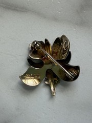 David Anderson Purple Orchid Pin, Enamel And Sterling Silver, Norway, 925S