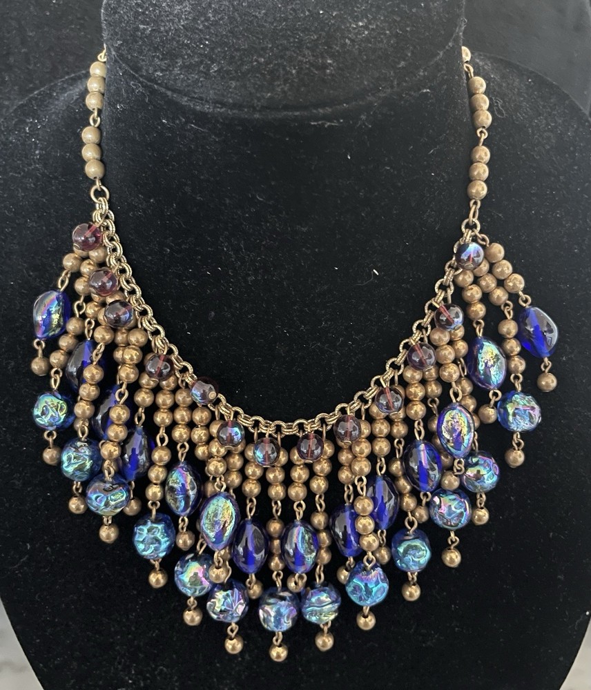 Miriam Haskell?? Vintage Choker Necklace With Dangling Glass Beads
