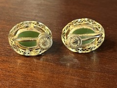 Sorrento 12kt Gold Filled Jade Stone Screw Back Earrings Vintage