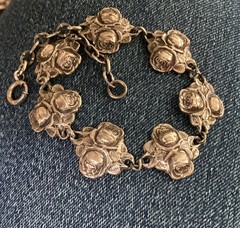 Sterling silver Double rose Double Sided Saint bracelet Catholic 8” 21.9 Gr.