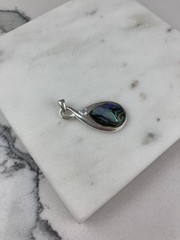 Vintage 925 Sterling Silver Abalone Boho Teardrop Pendant