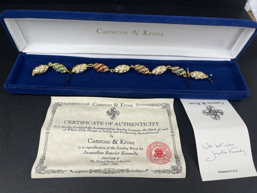 Camrose & Kross Jacqueline Kennedy Fabergé Style Egg Bracelet W/Box &COA