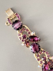 Vintage Verified JULIANA Purple Stripe Parure Set, Bracelet, Brooch & Earrings