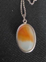 Vintage Natural Carnelian Agate Pendant Necklace 925 Sterling Silver 18 Rolo