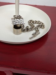 Vintage MARINO Large Jumbo Charm 7.75″ Bracelet Wishing Well Silver Tone