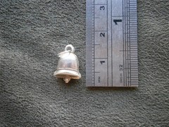 Small Plain Simple Bell Vintage Puffed Sterling Silver Bracelet Charm Pendant
